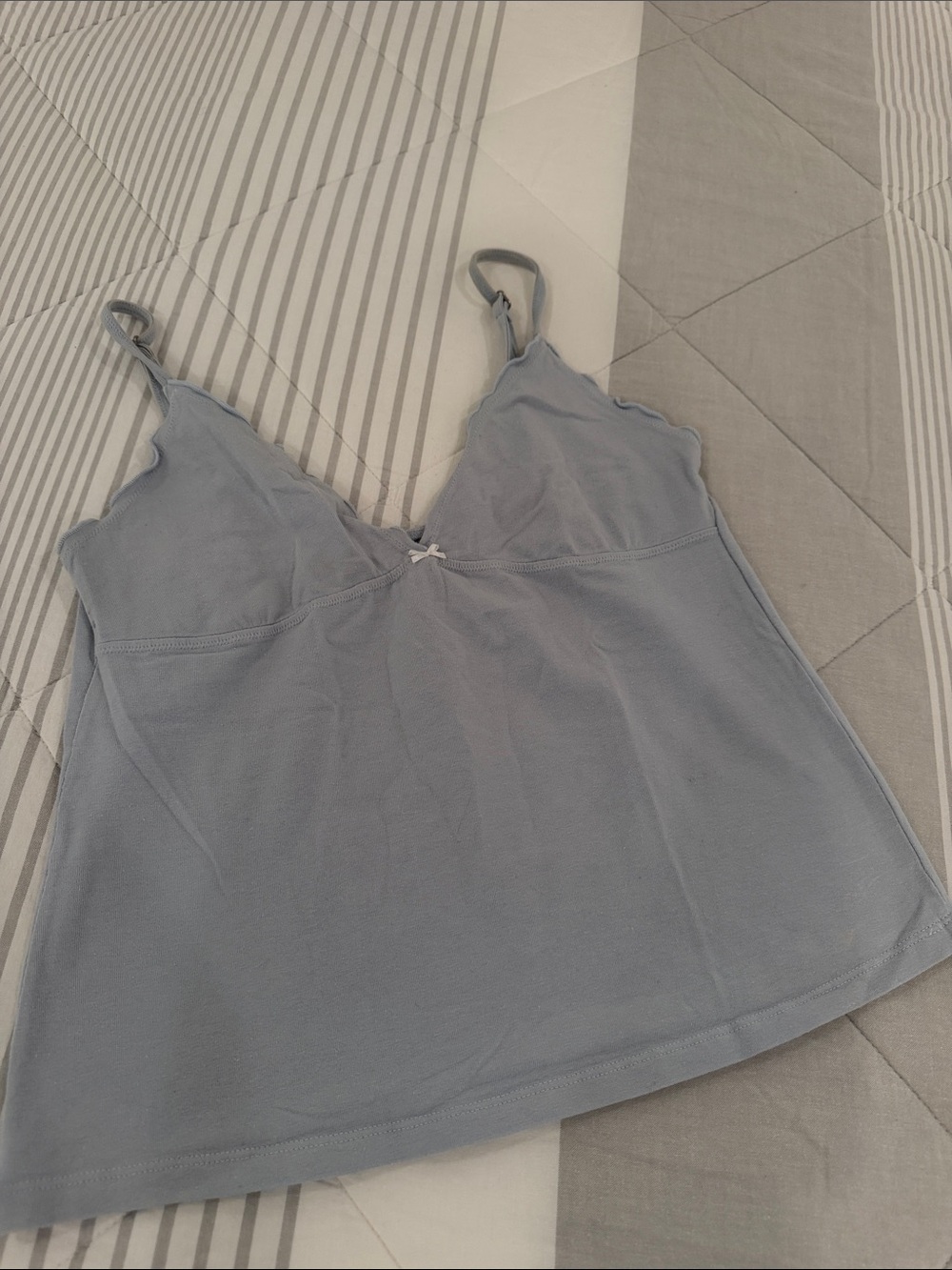 Brandy Melville Light Blue Ribbed Camisole with Adjustable Straps